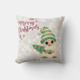 Frohe Weihnachten, Glitzer Bokeh, Niedlicher Gnome Kissen