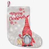 Frohe Weihnachten, Glitzer Bokeh, Niedlicher Gnome Kleiner Weihnachtsstrumpf (Vorderseite)
