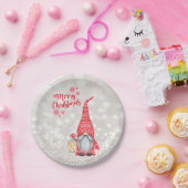 Frohe Weihnachten, Glitzer Bokeh, Niedlicher Gnome Pappteller (Party)