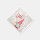 Frohe Weihnachten, Glitzer Bokeh, Niedlicher Gnome Serviette (Ecke)