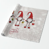 Frohe Weihnachten, Glitzer Bokeh Red Gnomes Geschenkpapier (Ungerollt)