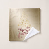 Frohe Weihnachten Glitzer. Goldweihnachtsbaum Badhandtuch Set (Waschlappen)