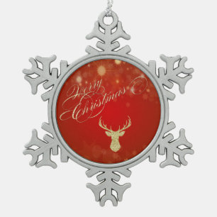 Frohe Weihnachten, Glitzer-Rentiere Schneeflocken Zinn-Ornament