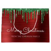 Frohe Weihnachten Glitzer Tropfen Red Green Glam Große Geschenktüte (Vorderseite)