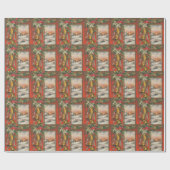 Frohe Weihnachten, Glocken und Snowy Village Geschenkpapier (Flach)