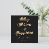 Frohe Weihnachten Glück 2024 Schwarz-Gold-Script (Stehend Vorderseite)