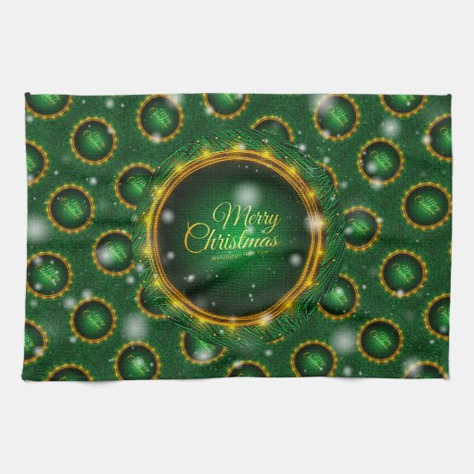 Frohe Weihnachten Glück Bestes Geschenk Geschirrtuch (Horizontal)
