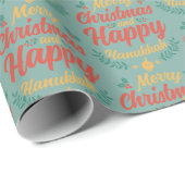 Frohe Weihnachten Glück Hanukkah Chrismukkah Geschenkpapier (Rolleneckpunkt)