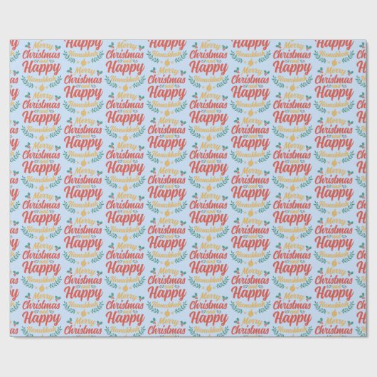 Frohe Weihnachten Glück Hanukkah Chrismukkah Geschenkpapier (Flach)