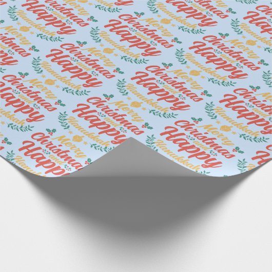 Frohe Weihnachten Glück Hanukkah Chrismukkah Geschenkpapier (Ecke)