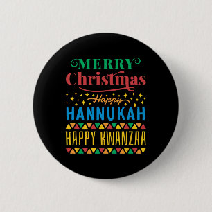 Frohe Weihnachten Glück Hanukkah Happy Kwanzaa 8 Button