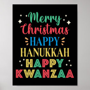 Frohe Weihnachten Glück Hanukkah Happy Kwanzaa 9 Poster