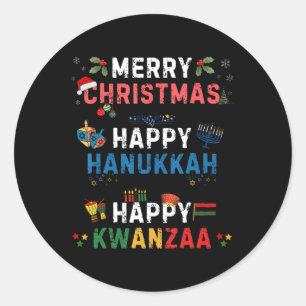Frohe Weihnachten Glück Hanukkah Happy Kwanzaa Mat Runder Aufkleber