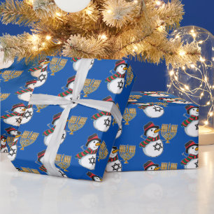 Frohe Weihnachten Glück Hanukkah Snowmen Chrismukk Geschenkpapier