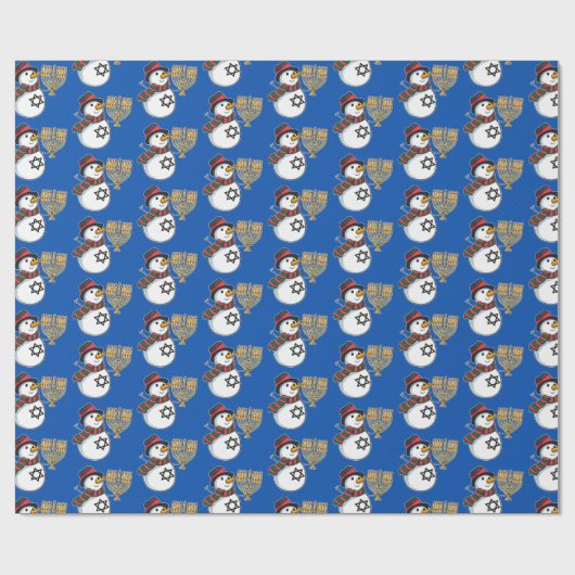 Frohe Weihnachten Glück Hanukkah Snowmen Chrismukk Geschenkpapier (Flach)