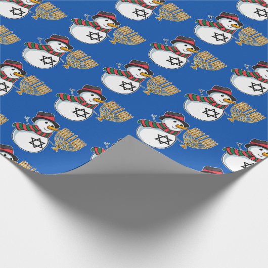 Frohe Weihnachten Glück Hanukkah Snowmen Chrismukk Geschenkpapier (Ecke)