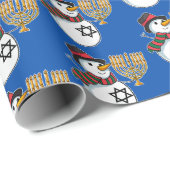 Frohe Weihnachten Glück Hanukkah Snowmen Chrismukk Geschenkpapier (Rolleneckpunkt)