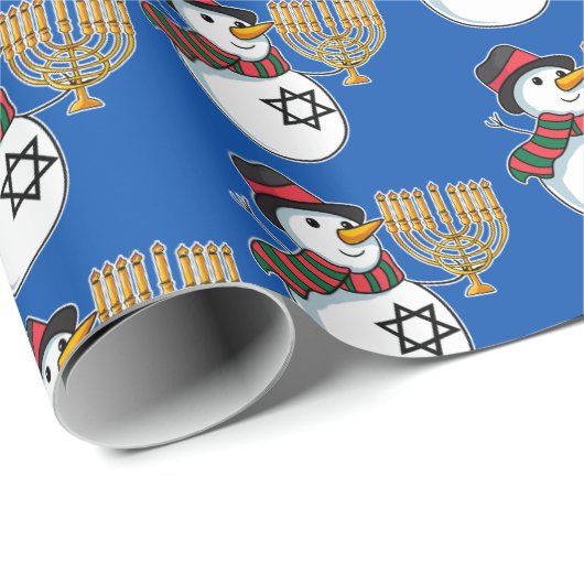 Frohe Weihnachten Glück Hanukkah Snowmen Chrismukk Geschenkpapier (Rolleneckpunkt)