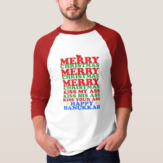 Frohe Weihnachten Glück Hanukkah T-Shirt (Vorderseite)