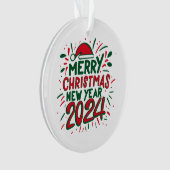 Frohe Weihnachten Glück im neuen Jahr 2024 Ornament (Vorderseite)