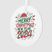 Frohe Weihnachten Glück im neuen Jahr 2024 Ornament (Vorderseite)