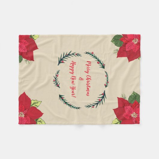 Frohe Weihnachten, Glück im neuen Jahr Fleecedecke (Vorderseite (Horizontal))