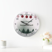 Frohe Weihnachten, Glück im neuen Jahr Große Wanduhr (Zuhause)