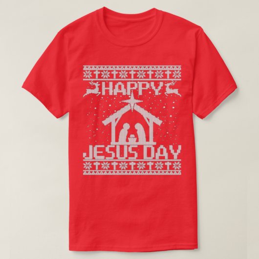 Frohe Weihnachten Glück Jesus Day Ugly Weihnachten T-Shirt (Design vorne)