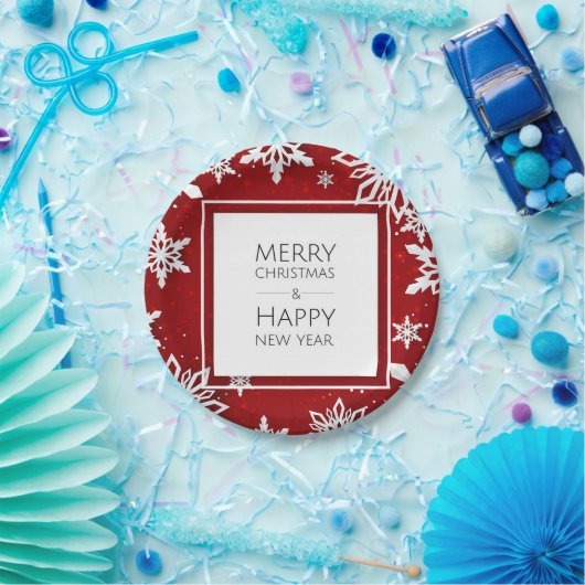 Frohe Weihnachten/Glück N Y 7" Paper Teller (Party)