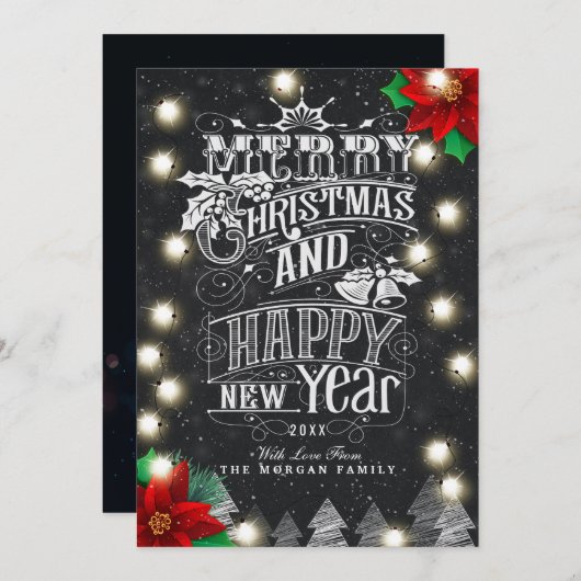 Frohe Weihnachten Glück Neues Jahr Bokeh String Li (Vorne/Hinten)