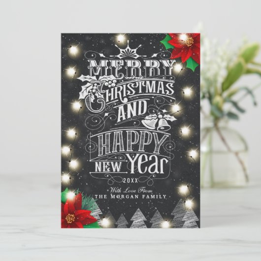 Frohe Weihnachten Glück Neues Jahr Bokeh String Li (Stehend Vorderseite)