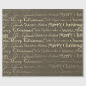 Frohe Weihnachten Glück Neues Jahr Brown Gold Geschenkpapier (Flach)