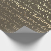 Frohe Weihnachten Glück Neues Jahr Brown Gold Geschenkpapier (Ecke)