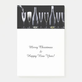 Frohe Weihnachten & Glück Neues Jahr, Champagner W Post-it Klebezettel