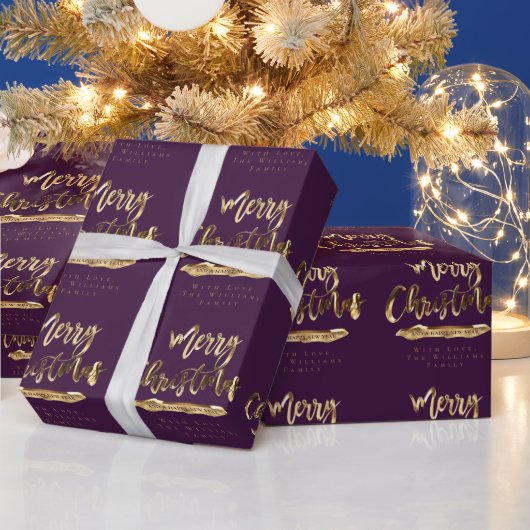 Frohe Weihnachten Glück Neues Jahr Elegant Gold Li Geschenkpapier (Feiertage)