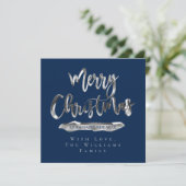 Frohe Weihnachten Glück Neues Jahr Elegant Navy Bl (Stehend Vorderseite)