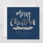 Frohe Weihnachten Glück Neues Jahr Elegant Navy Bl (Vorderseite)