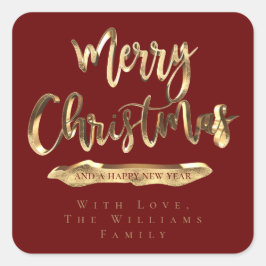 Frohe Weihnachten Glück Neues Jahr Elegant Rotes G Quadratischer Aufkleber