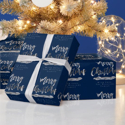 Frohe Weihnachten Glück Neues Jahr Elegant Silver Geschenkpapier (Feiertage)