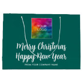 Frohe Weihnachten Glück Neues Jahr Ihr Logo hier Große Geschenktüte (Rückseite)