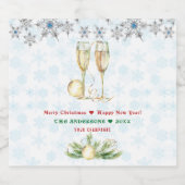 Frohe Weihnachten Glück Neues Jahr Kristallschneef Schaumweinetikett (Einzelnes Label)