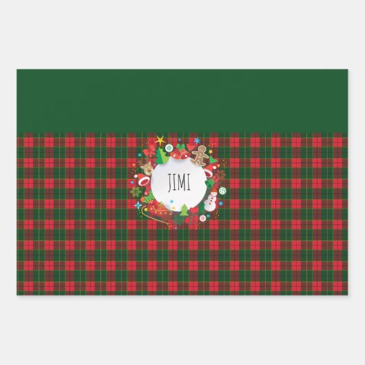 Frohe Weihnachten & Glück Neues Jahr! Schottland M Geschenkpapier Set (Vorderseite)