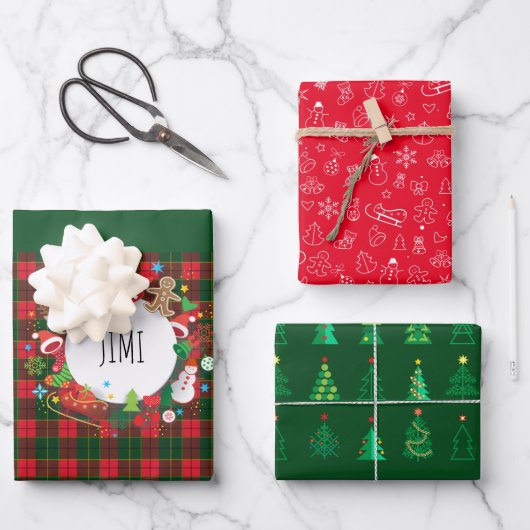 Frohe Weihnachten & Glück Neues Jahr! Schottland M Geschenkpapier Set (Vorderseite)