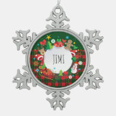 Frohe Weihnachten & Glück Neues Jahr! Schottland M Schneeflocken Zinn-Ornament (Vorderseite)