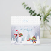 Frohe Weihnachten & Glück Neues Jahr! Snowman Card (Stehend Vorderseite)