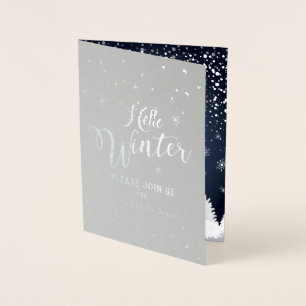 Frohe Weihnachten & Glück Neues Jahr! Winterschnee Folienkarte