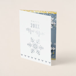 Frohe Weihnachten & Glück Neues Jahr! XMAS-Schnee Folienkarte