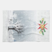 Frohe Weihnachten & Glück Neues Jahr! XMAS-Schnee Geschirrtuch (Horizontal)