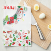 Frohe Weihnachten & Glück Neujahr 2024 XMAS Snowma Geschirrtuch (Viertel Falte)