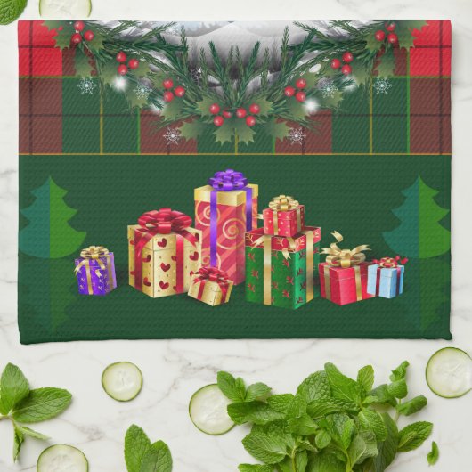 Frohe Weihnachten & Glück Neujahr 2025 Snowman Geschirrtuch (Gefaltet)